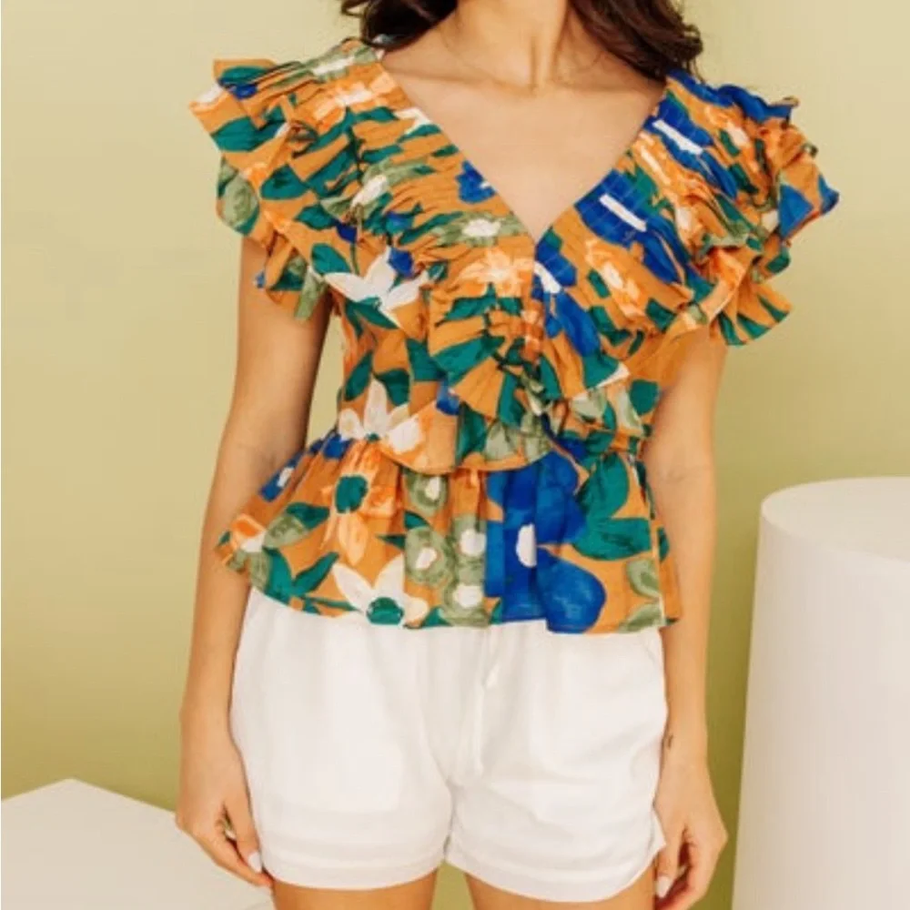 Entro Multicolor Ruffle Blouse - Picture 4 of 7